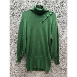 Marissa Webb Blake Button Turtleneck Knitted Sweater Dress Green Womens‎ Size S